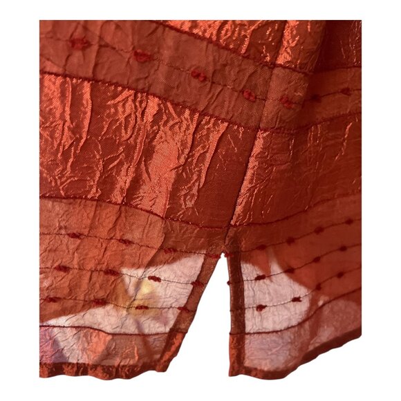 Alfred Dunner Women’s Size 12 Burnt Orange Sheer Textured Stripe Button-Front Bl - Picture 5 of 6